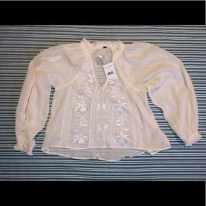 NWT FREE PEOPLE SIVAN EMBROIDERED TOP IVORY XS